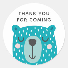 Adesivo Redondo Urso azul. Bela animal. obrigado do aniversário de