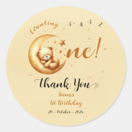 Adesivo Redondo Urso Bebê Bonito Dormindo No primeiro aniversario 