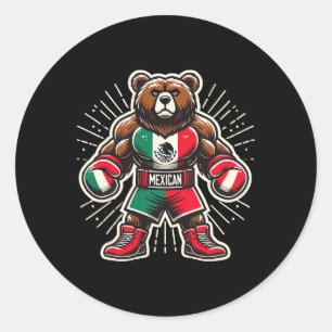 Adesivo Redondo Urso Boxing Mexicano