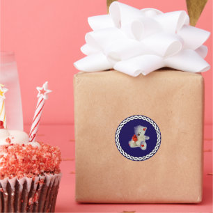 Adesivo Redondo Urso Branco, armação em círculo branco,