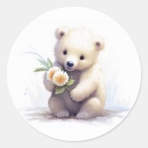 Urso Branco Bonito Com Flor
