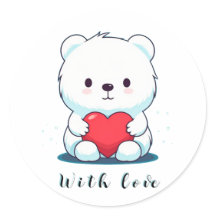 Urso branco com coração, personalizado