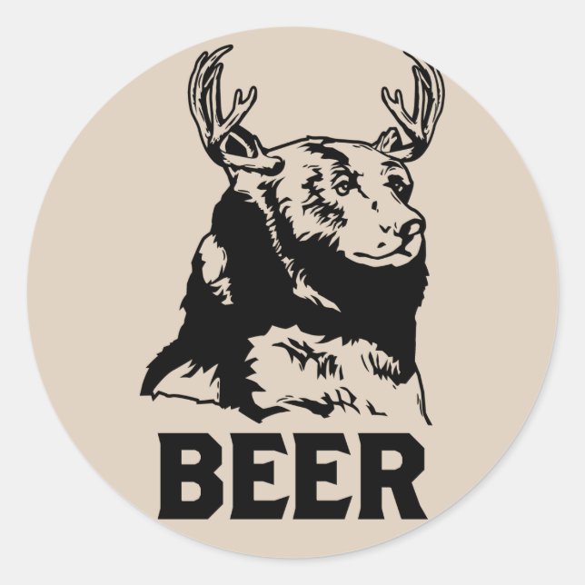 Adesivo Redondo Urso + Cerveja = Cerveja (Frente)