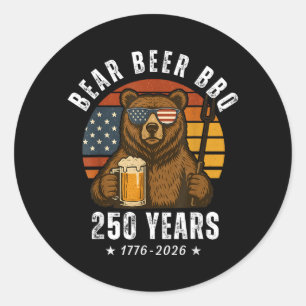 Adesivo Redondo Urso Cerveja Churrasco Dia da Independência Bandei