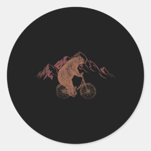 Adesivo Redondo Urso Ciclista De Mountain Bike Animal Bicicleta Mt