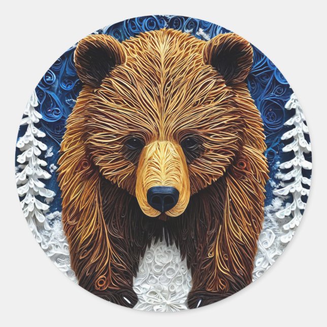 Adesivo Redondo Urso Cinzento (Frente)