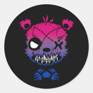Adesivo Redondo Urso Colorido da Bandeira do Orgulho Bissexual Gót