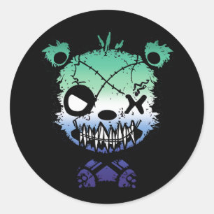 Adesivo Redondo Urso Colorido da Bandeira do Orgulho Gay Goth MLM