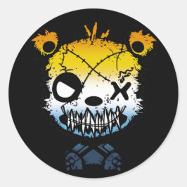 Adesivo Redondo Urso Colorido da Bandeira do Orgulho Goth AroAce