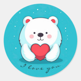 Adesivo Redondo Urso com coração, personalizado