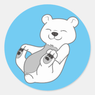 Adesivo Redondo Urso Cub polar