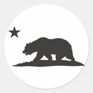 Adesivo Redondo Urso da república de Califórnia - preto