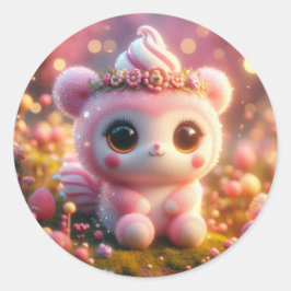 Adesivo Redondo Urso de Açúcar com Cabelo Sorvete