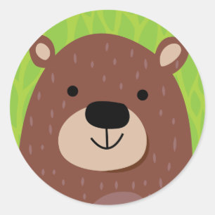Adesivo Redondo Urso de Brown - amigos da floresta