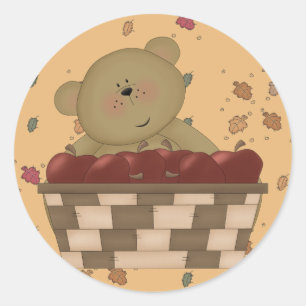 Adesivo Redondo urso de colheita de maçã