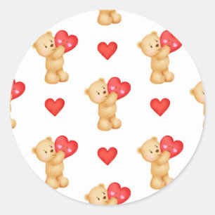 Adesivo Redondo Urso De Coração Bonito Com Design, Dia de os nam