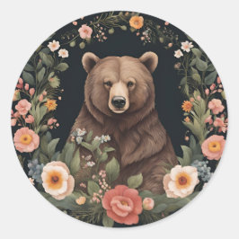 Adesivo Redondo Urso de Cottagecore
