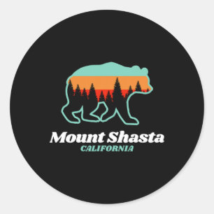 Adesivo Redondo Urso de esqui e snowboard Monte Shasta Califórnia