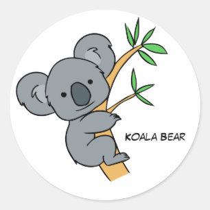 Adesivo Redondo Urso de Koala animado