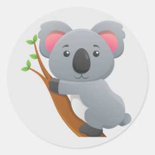 Adesivo Redondo Urso de Koala animado bonito