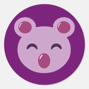 Adesivo Redondo Urso de Koala roxo bonito