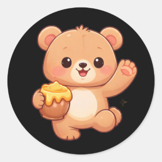 Adesivo Redondo Urso de Mel Fofo