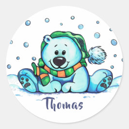 Adesivo Redondo Urso de Natal