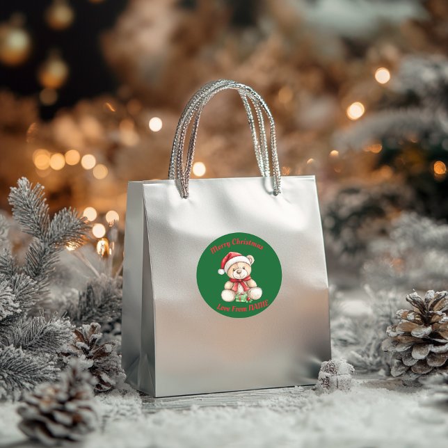 Adesivo Redondo Urso de Natal Adorável (Criador carregado)