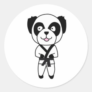 Adesivo Redondo Urso de panda das artes marciais