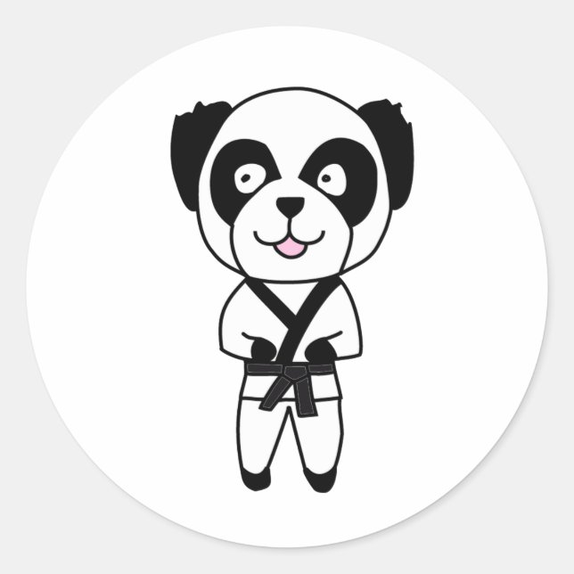 Adesivo Redondo Urso de Panda de Artes Marciais (Frente)