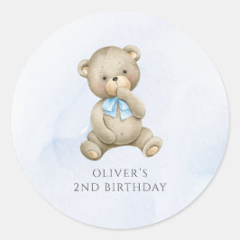 Adesivo Redondo Urso de pelúcia aniversário menino qualquer idade 