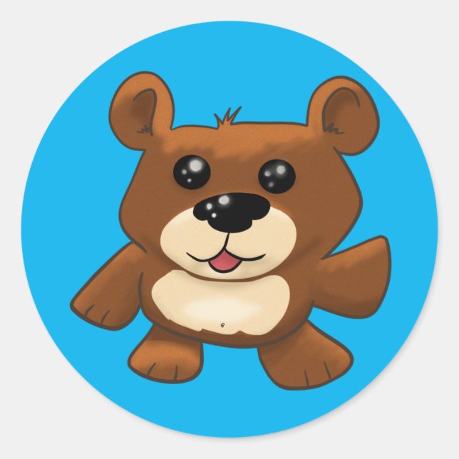 Adesivo Redondo Urso de pelúcia azul (Frente)