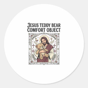 Adesivo Redondo Urso de pelúcia Jesus Objeto de conforto Urso de p