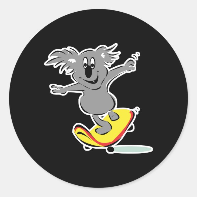 Adesivo Redondo urso de skate engraçado (Frente)