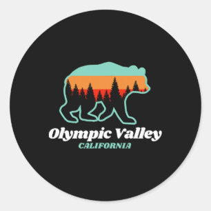 Adesivo Redondo Urso de Snowboard do Vale do olimpiadas da Califór