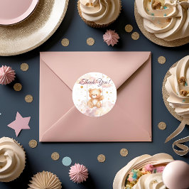 Adesivo Redondo Urso De Teddy Adorável - Obrigado, Sticker