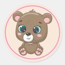 Adesivo Redondo Urso de Teddy Castanho-Gelado, de Letras e Patas R