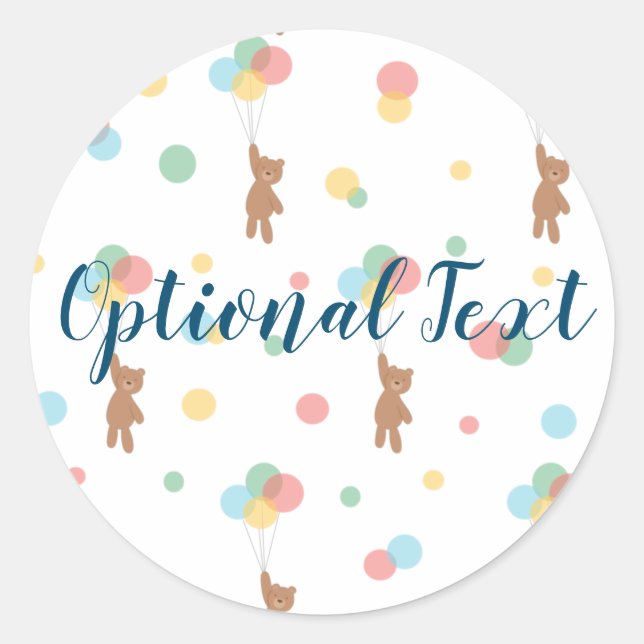 Adesivo Redondo Urso de Teddy com Balões (Frente)