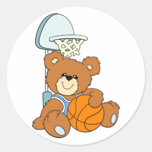 Adesivo Redondo Urso de Teddy de Basquete
