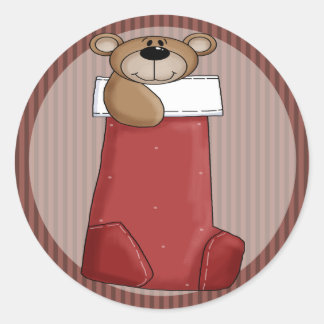 Adesivo Redondo Urso de Teddy de Natal
