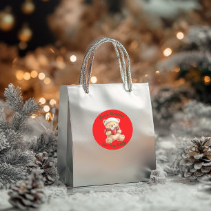 Adesivo Redondo Urso de Teddy de Natal
