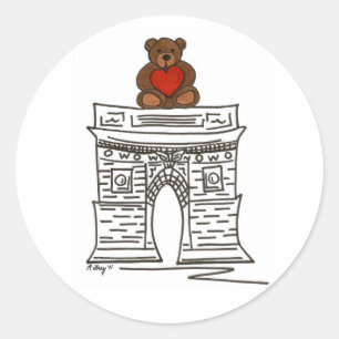 Adesivo Redondo Urso de Teddy do Arch Quadrado da NYC