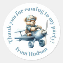Adesivo Redondo Urso de Teddy em um Pau Planeta