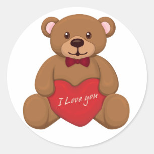 Adesivo Redondo Urso de Teddy namorados