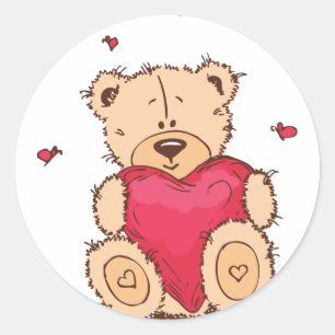 Adesivo Redondo Urso de ursinho bonito do dia dos namorados