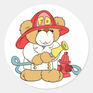 Adesivo Redondo Urso de ursinho do bombeiro