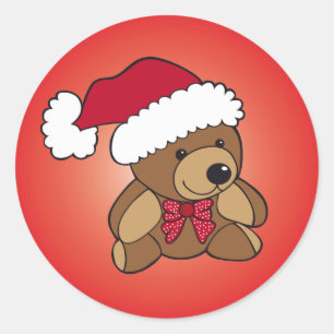 Adesivo Redondo Urso de ursinho do Natal