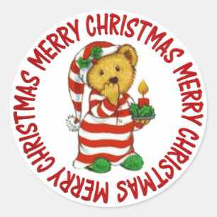 Adesivo Redondo Urso de ursinho do Natal de Jammie