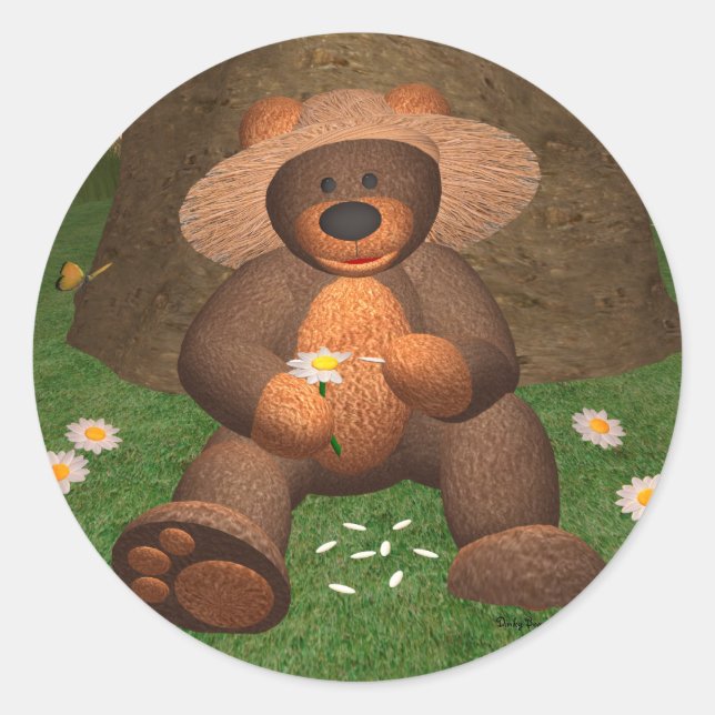 Adesivo Redondo Urso Dinky Apaixonado (Frente)