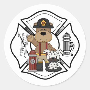 Adesivo Redondo Urso do departamento do fogo do sapador-bombeiro
